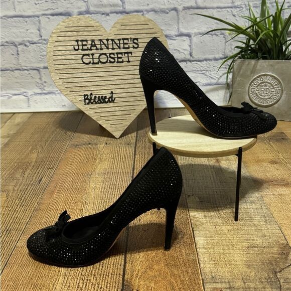 Tory Burch Phoenix Pump black rhinestone Size 7 - Picture 1 of 7